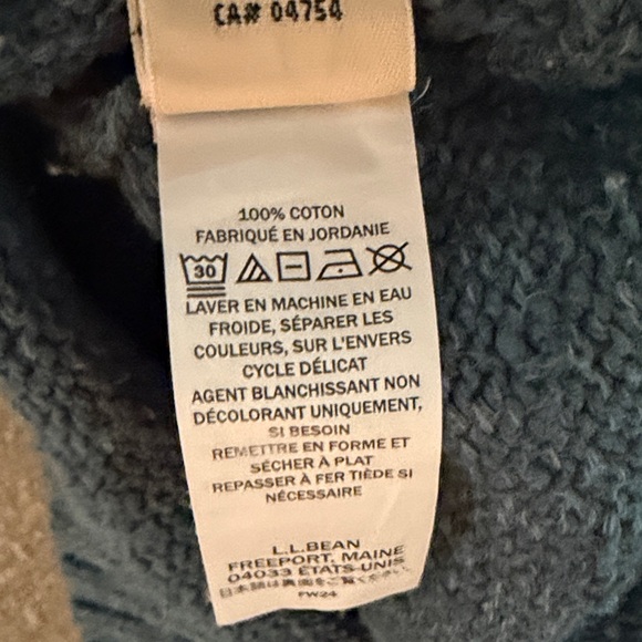 LL Bean Cotton Ragg Sweater, Crewneck Fair Isle Thick Heavy - Picture 5 of 5